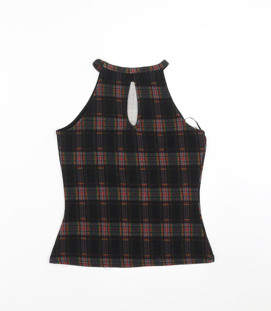 Boohoo Womens Black Check  Basic Blouse Size 8