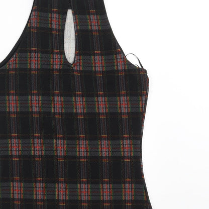 Boohoo Womens Black Check  Basic Blouse Size 8