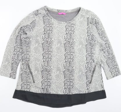 Active Womens Grey Animal Print  Pullover Jumper Size 2XL