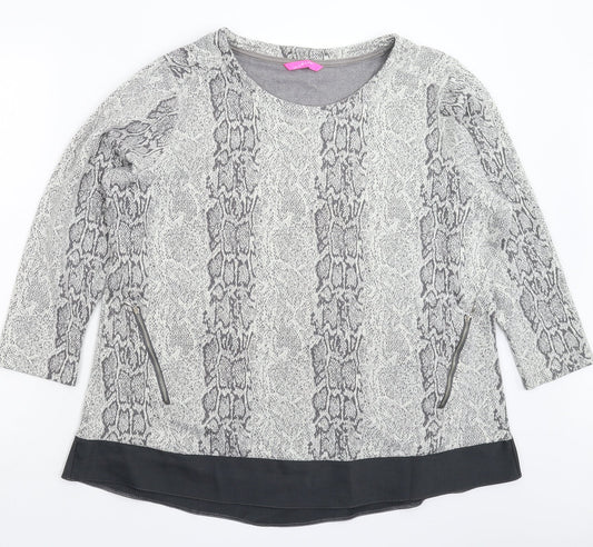 Active Womens Grey Animal Print  Pullover Jumper Size 2XL