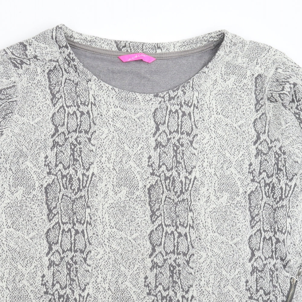 Active Womens Grey Animal Print  Pullover Jumper Size 2XL