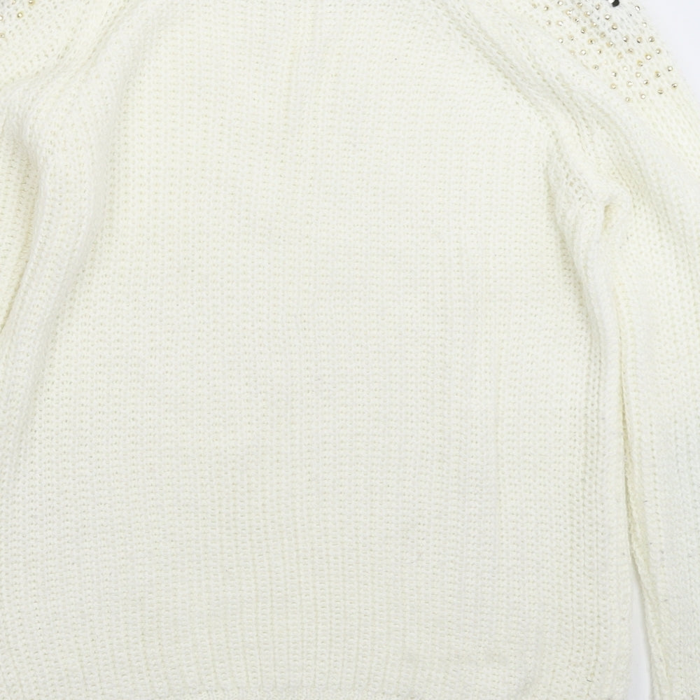 Womens UK Size 12 Preworn White Pullover Jumper