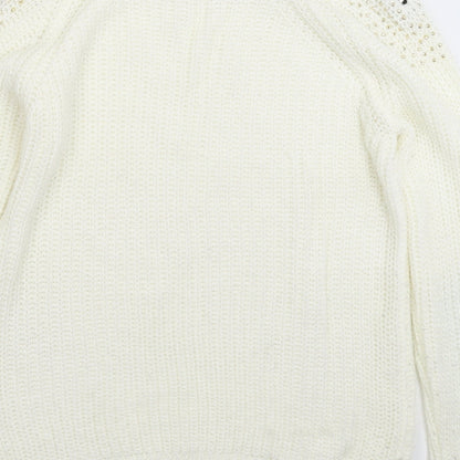 Womens UK Size 12 Preworn White Pullover Jumper