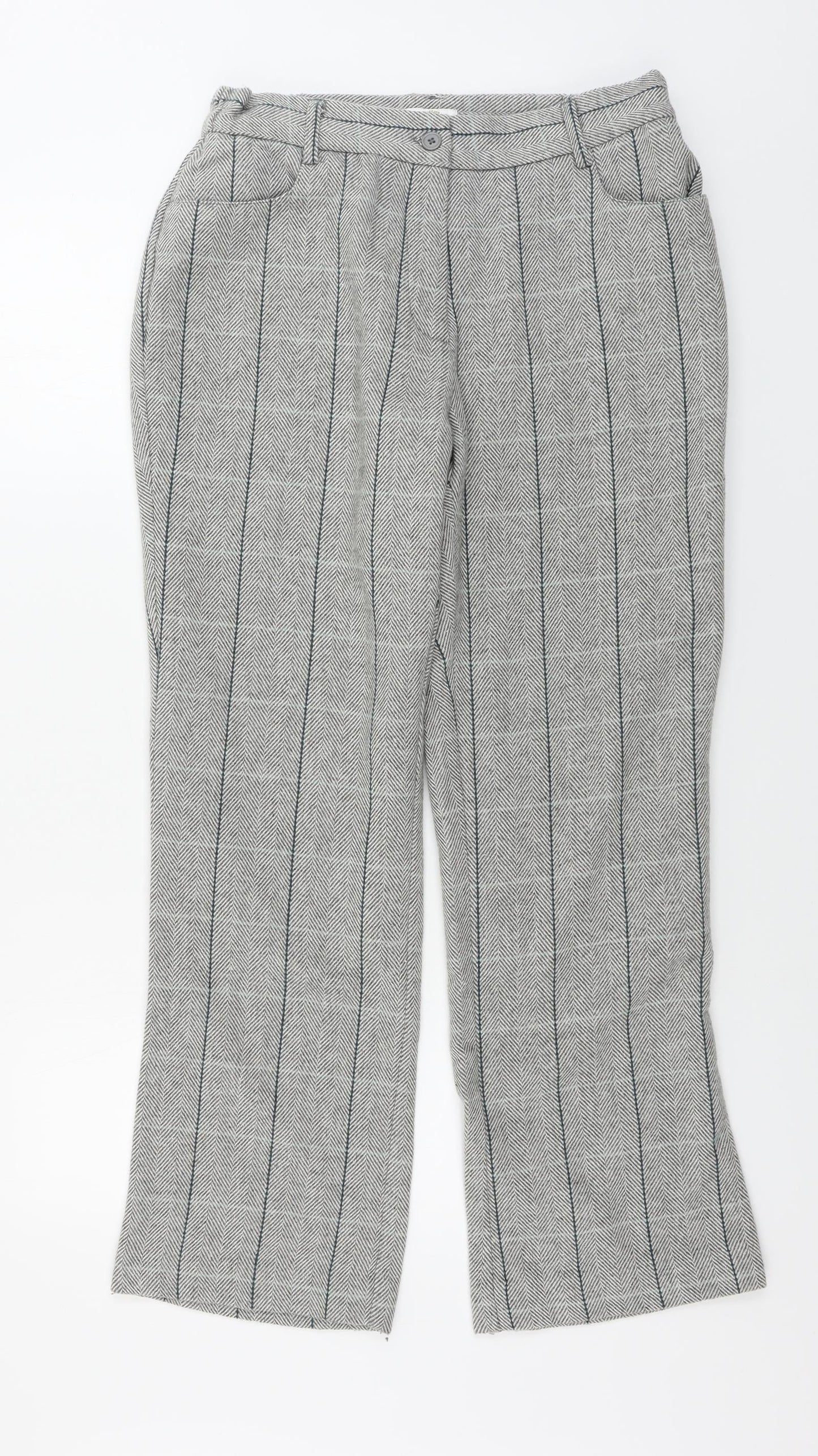 Cotton Traders  Womens Grey Check  Trousers  Size 12 L28 in