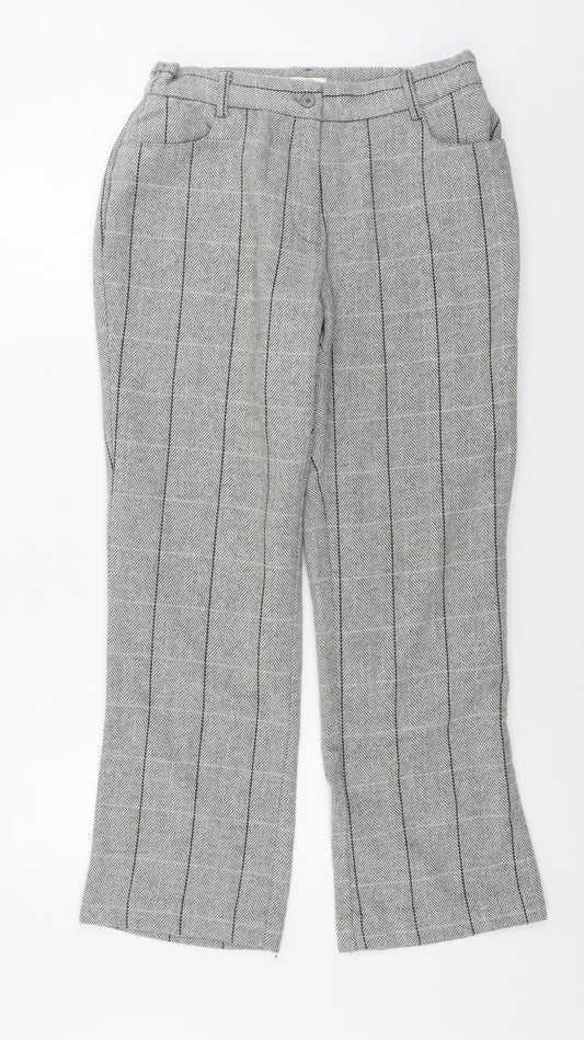 Cotton Traders  Womens Grey Check  Trousers  Size 12 L28 in