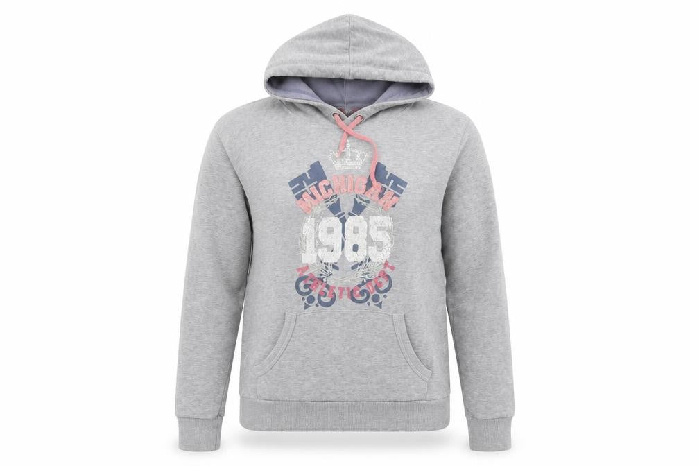 Front view of Papaya women’s grey pullover hoodie, size UK 10