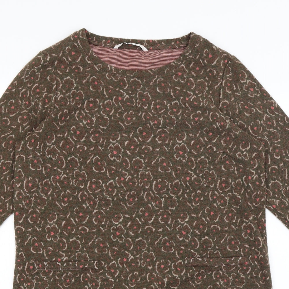 TU Womens Brown Floral  Pullover Jumper Size 12