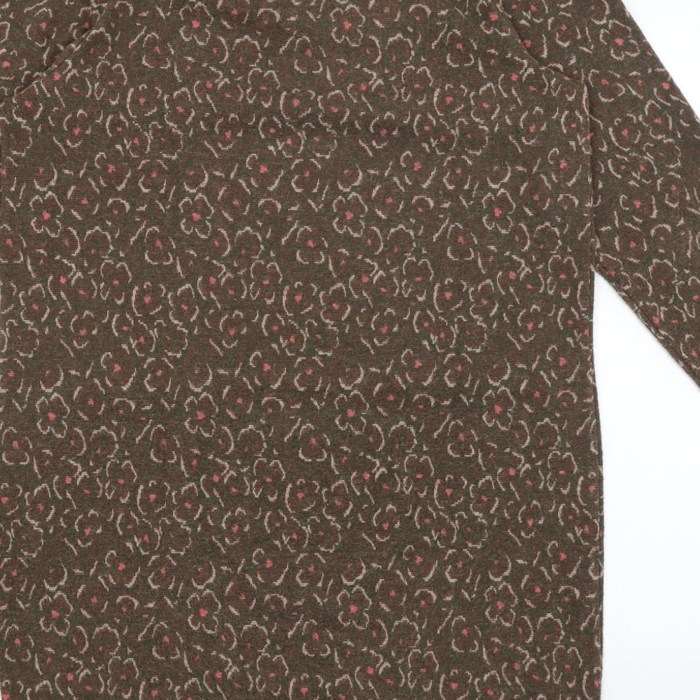 TU Womens Brown Floral  Pullover Jumper Size 12