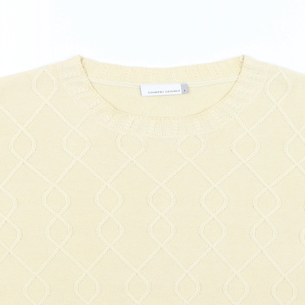 Womens UK Size L Country Casuals Beige Basic T-Shirt