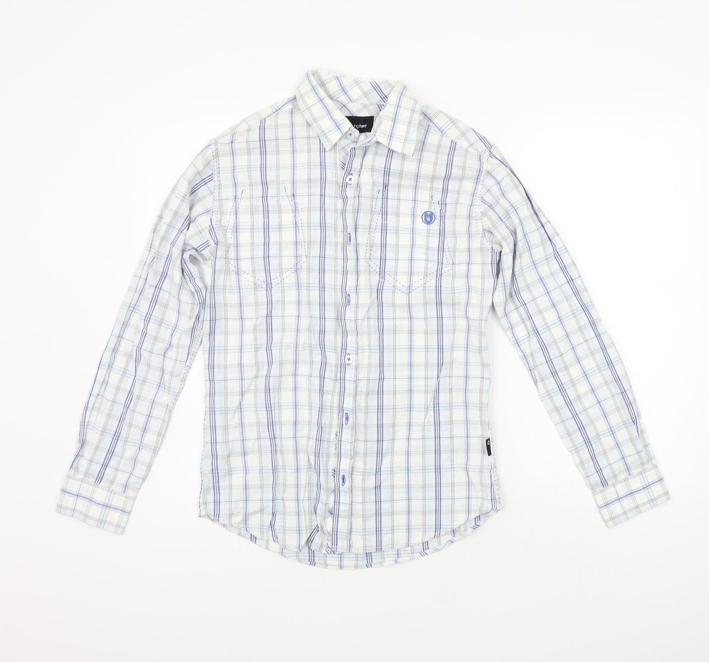 Unsung Hero Mens White Check   Button-Up Size S
