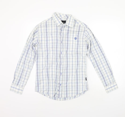 Unsung Hero Mens White Check   Button-Up Size S