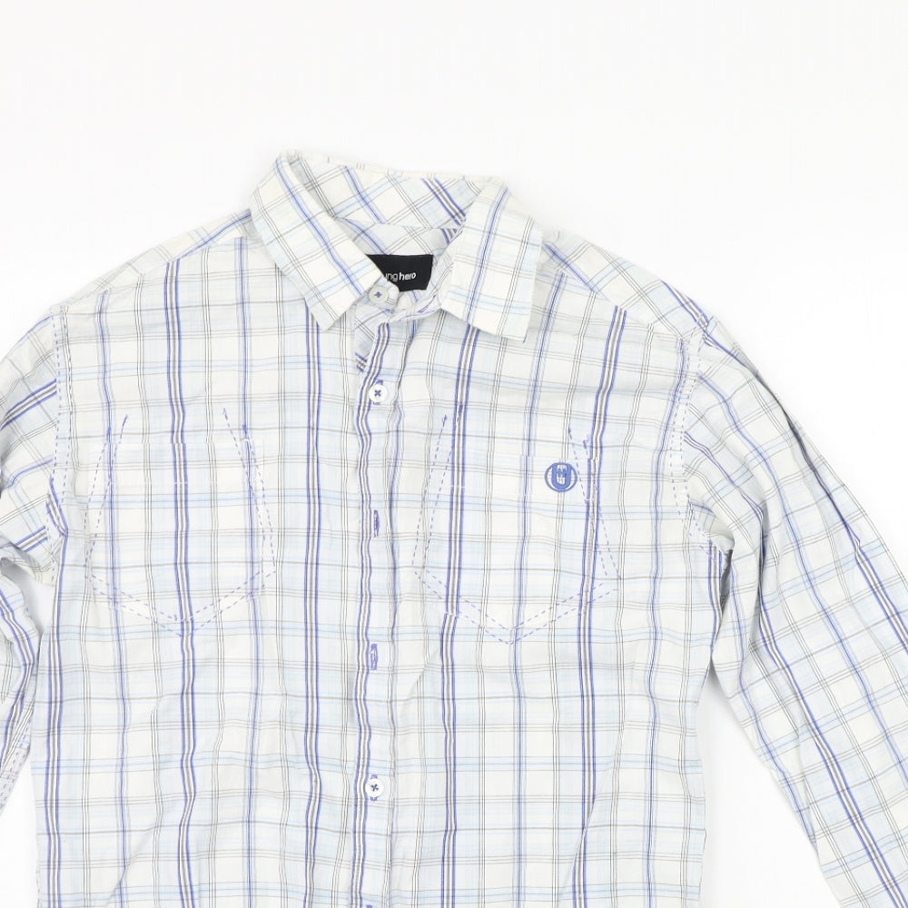 Unsung Hero Mens White Check   Button-Up Size S