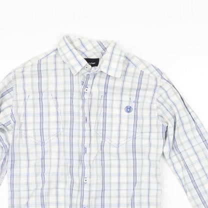 Unsung Hero Mens White Check   Button-Up Size S
