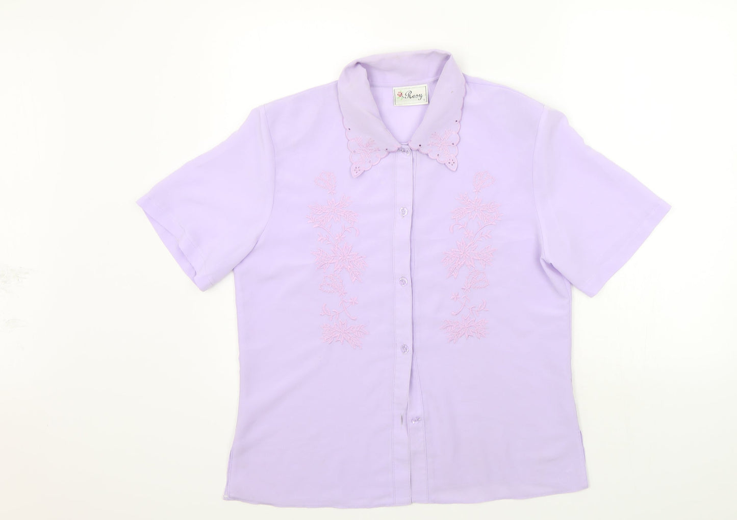 Womens UK Size 12 ROSY Purple Basic Button-Up