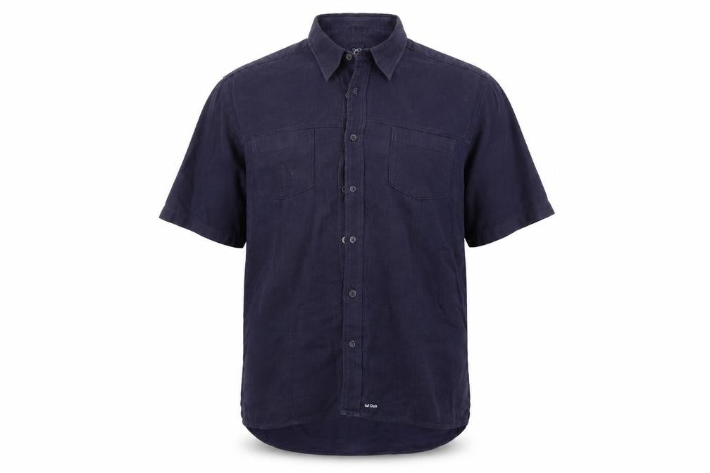 Mens UK Size L Full Circle Blue  Button-Up Short Sleeve Casual Shirt
