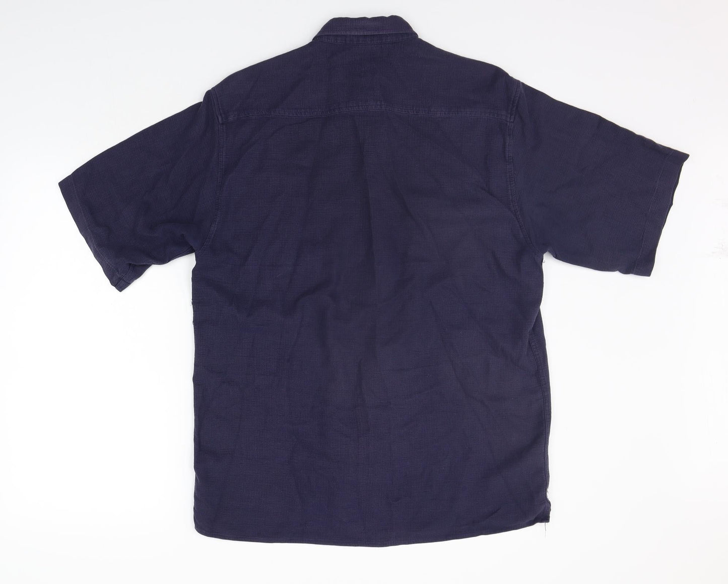 Mens UK Size L Full Circle Blue  Button-Up Short Sleeve Casual Shirt