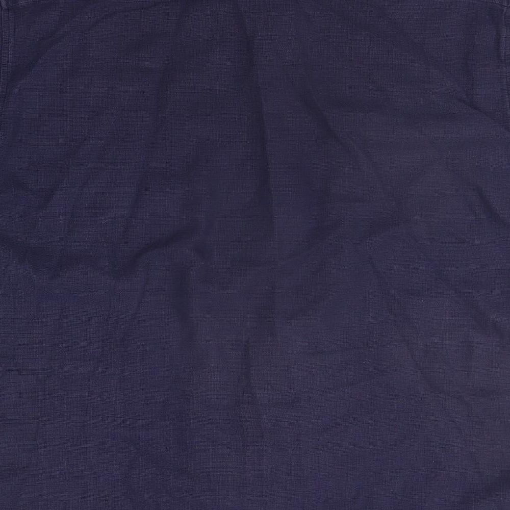 Mens UK Size L Full Circle Blue  Button-Up Short Sleeve Casual Shirt