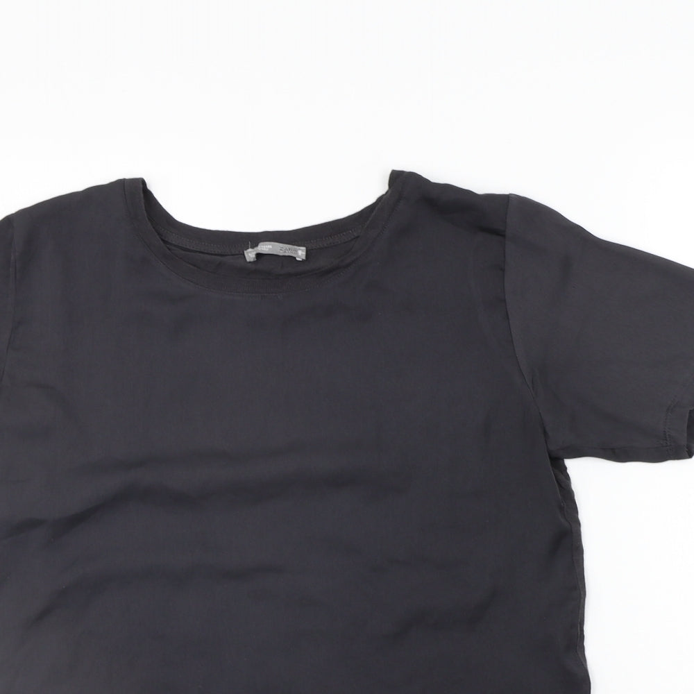Womens UK Size S Zara Grey Basic T-Shirt