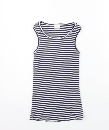 F&F Girls Blue Striped  Basic Tank Size 9-10 Years