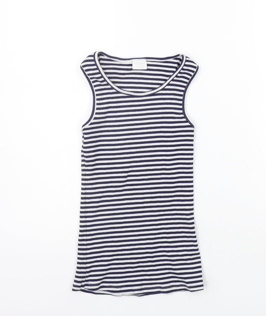 F&F Girls Blue Striped  Basic Tank Size 9-10 Years