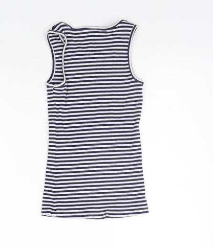F&F Girls Blue Striped  Basic Tank Size 9-10 Years