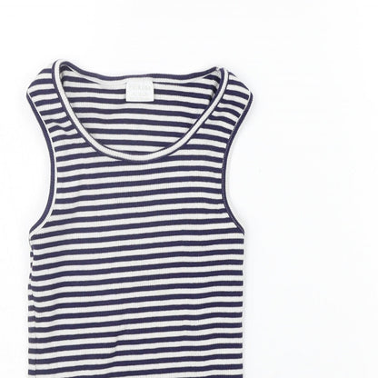 F&F Girls Blue Striped  Basic Tank Size 9-10 Years