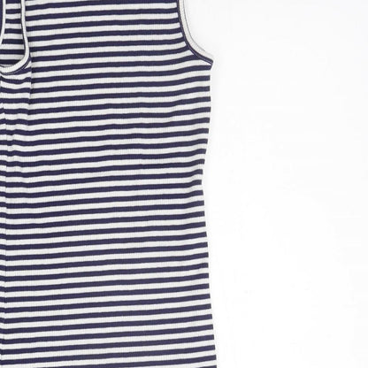 F&F Girls Blue Striped  Basic Tank Size 9-10 Years