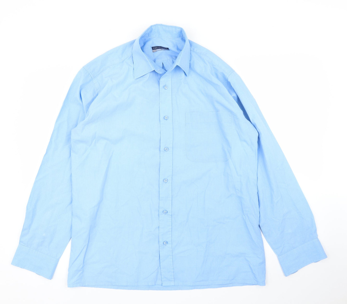 Tom Hagan Mens Blue    Button-Up Size 15