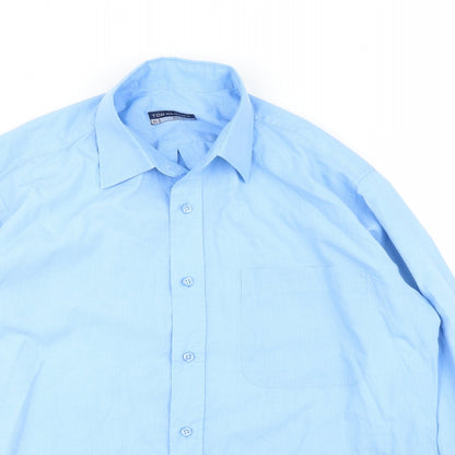 Tom Hagan Mens Blue    Button-Up Size 15