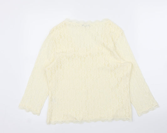 Precis Womens Ivory Floral  Basic Blouse Size M