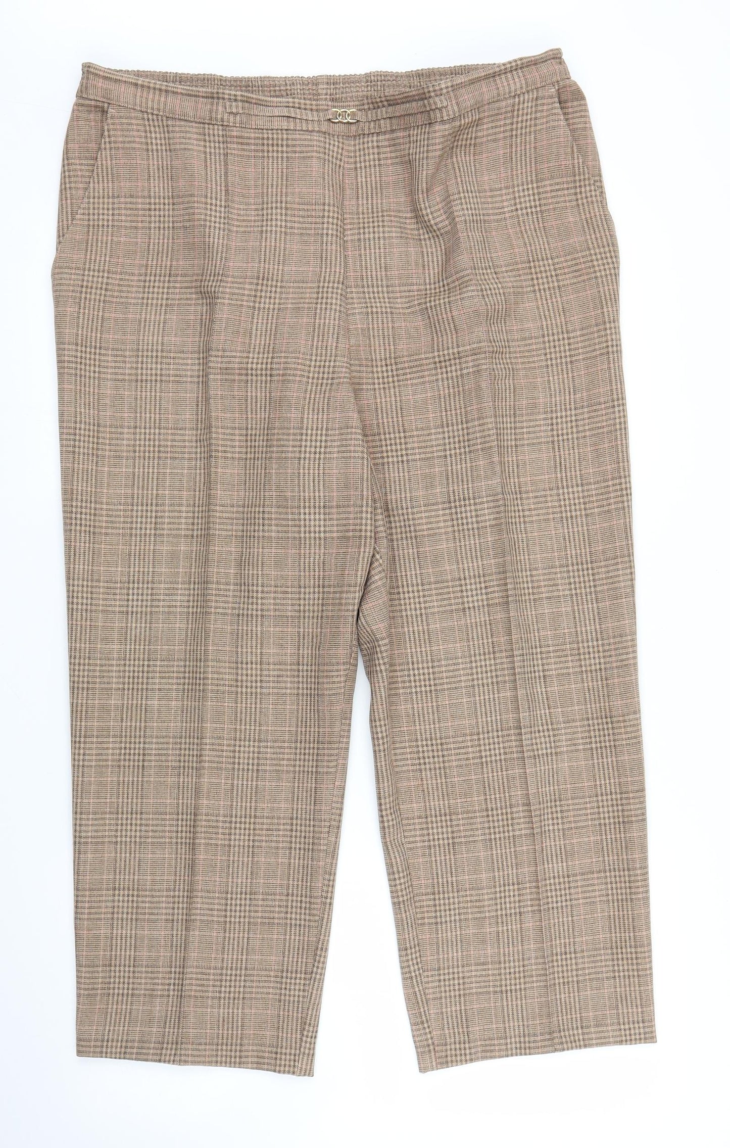 Womens UK Size XL Preworn Regular Fit Capri Beige Trousers
