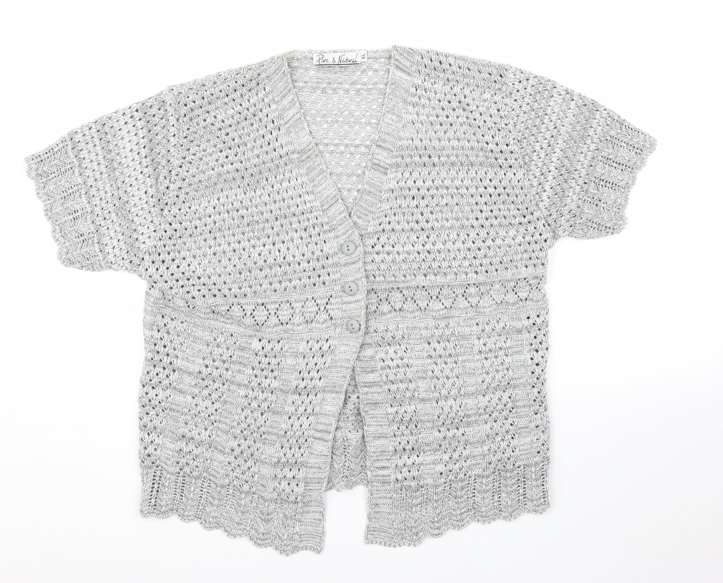 Womens UK Size XL Pure and Natural Grey Cardigan Jumper