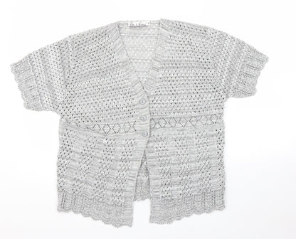 Womens UK Size XL Pure and Natural Grey Cardigan Jumper