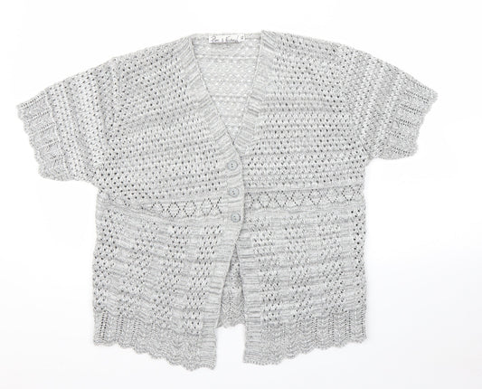Womens UK Size XL Pure and Natural Grey Cardigan Jumper