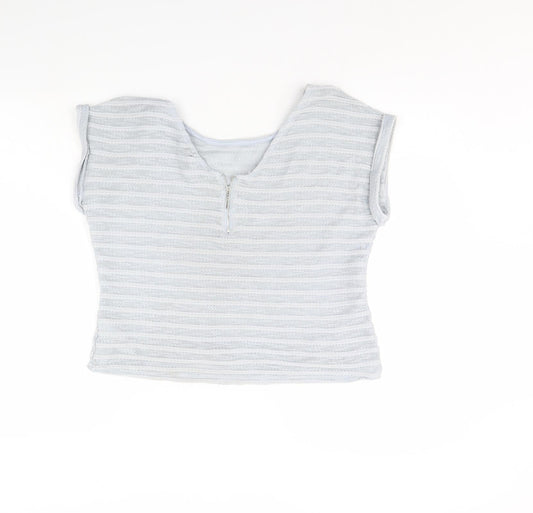 Womens UK Size 12 New Look Grey Cropped Blouse