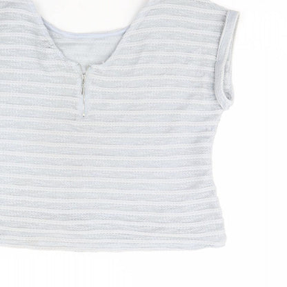 Womens UK Size 12 New Look Grey Cropped Blouse