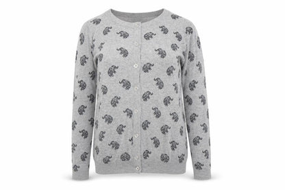 Atmosphere Womens Grey Animal Print  Cardigan Jumper Size 4  - Elephant