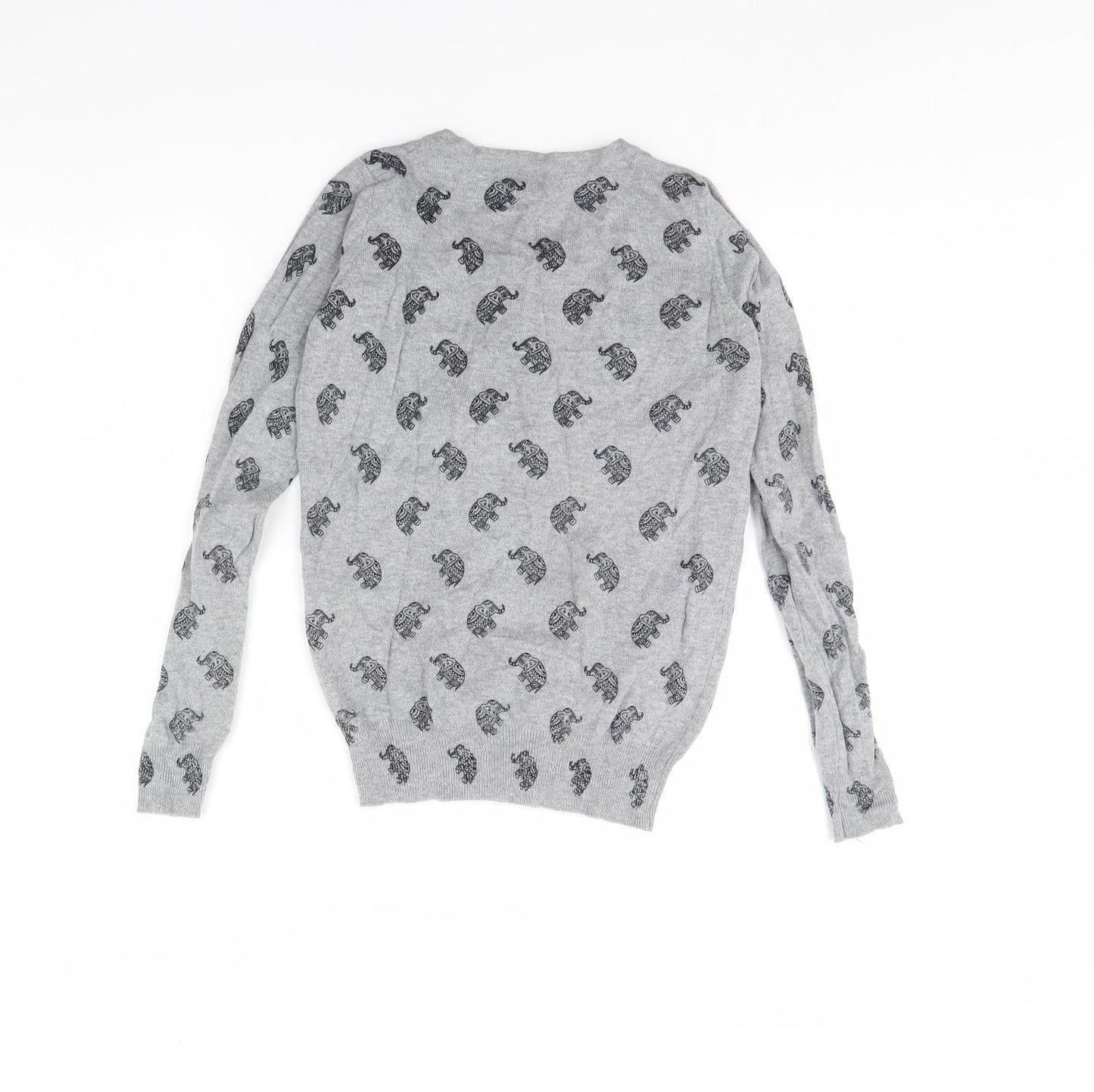 Atmopshere Womens Grey Animal Print  Cardigan Jumper Size 4  - Elephant