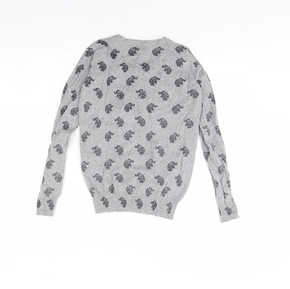 Atmopshere Womens Grey Animal Print  Cardigan Jumper Size 4  - Elephant