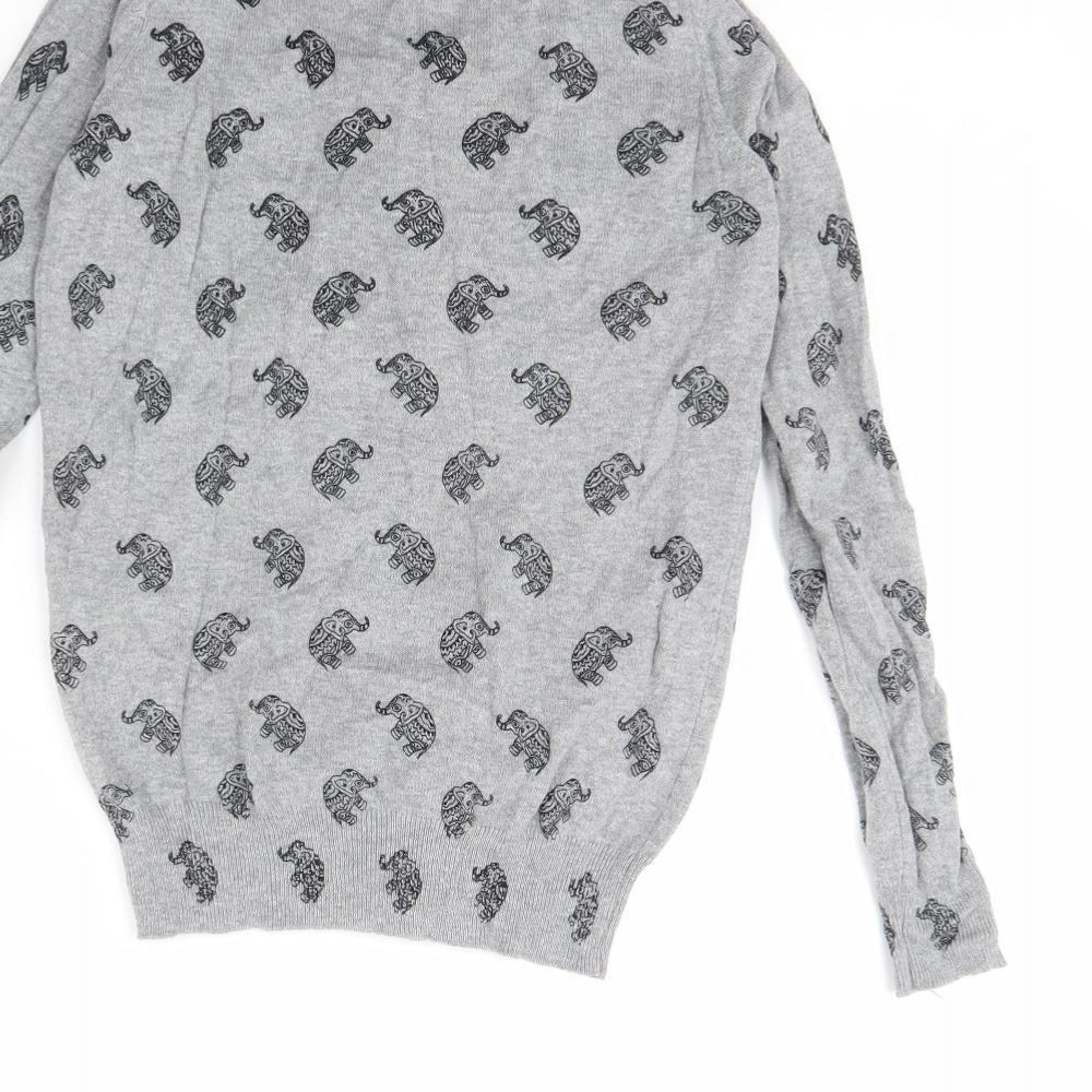 Atmopshere Womens Grey Animal Print  Cardigan Jumper Size 4  - Elephant