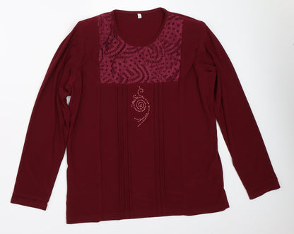 Womens UK Size L Preworn Red Basic Blouse