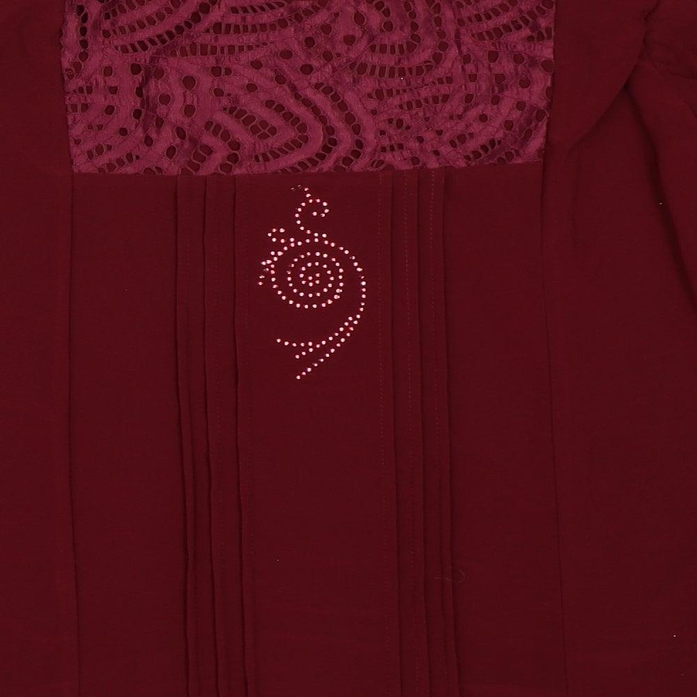 Womens UK Size L Preworn Red Basic Blouse