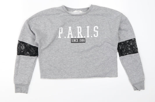 Candy Couture Girls Grey   Pullover Sweatshirt Size 12 Years