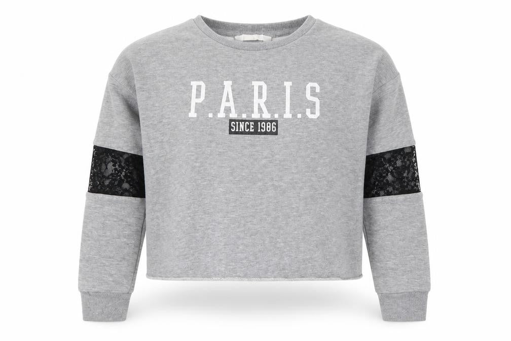 Candy Couture Girls Grey   Pullover Sweatshirt Size 12 Years