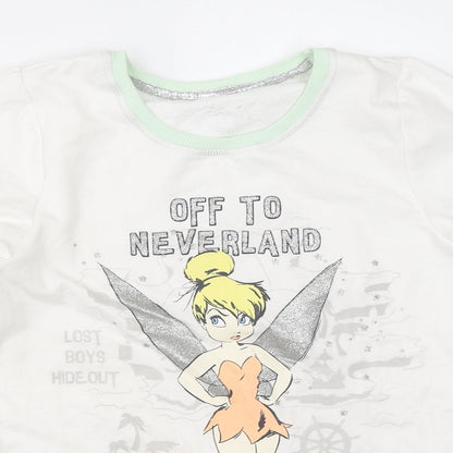 Primark Womens White Solid  Top Pyjama Top Size 2XS  - tinkerbell