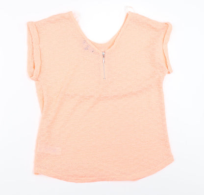 Womens UK Size 12 New Look Orange Basic T-Shirt