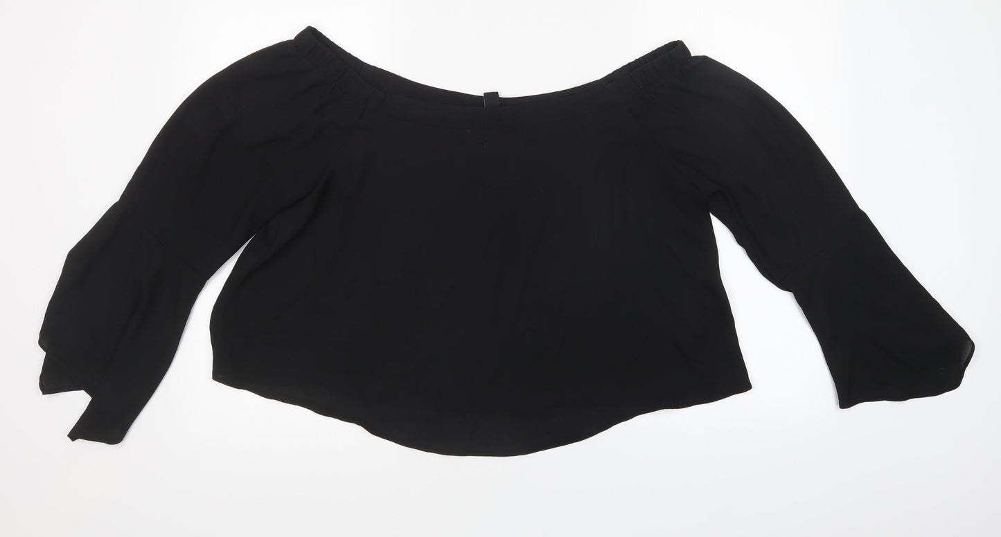 Womens UK Size 16 New Look Black Basic Blouse