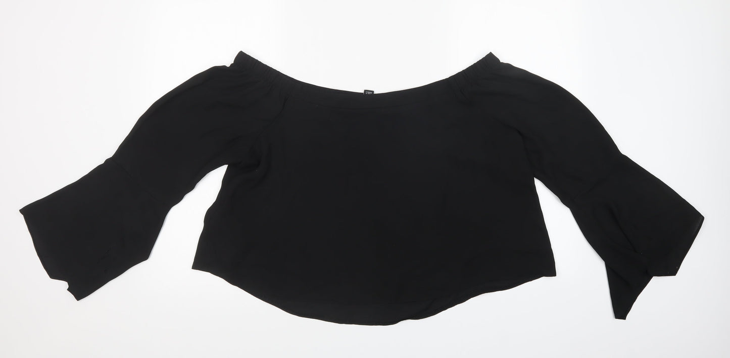 Womens UK Size 16 New Look Black Basic Blouse