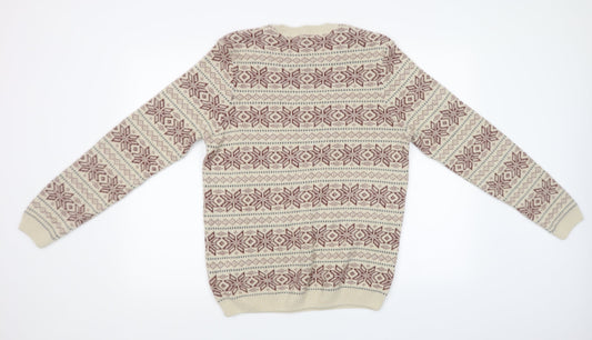 Topman Mens Beige Geometric Knit Pullover Sweatshirt Size S