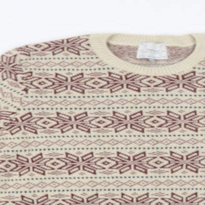 Topman Mens Beige Geometric Knit Pullover Sweatshirt Size S